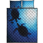 Sea Turtle Family Underwater Print Quilt Bed Set