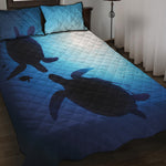 Sea Turtle Family Underwater Print Quilt Bed Set