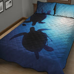 Sea Turtle Family Underwater Print Quilt Bed Set