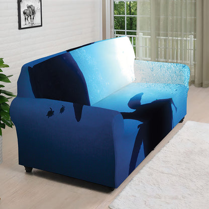 Sea Turtle Family Underwater Print Sofa Cover