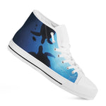 Sea Turtle Family Underwater Print White High Top Shoes