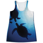 Sea Turtle Family Underwater Print Women's Racerback Tank Top