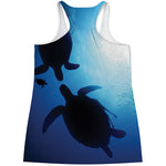 Sea Turtle Family Underwater Print Women's Racerback Tank Top
