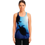 Sea Turtle Family Underwater Print Women's Racerback Tank Top