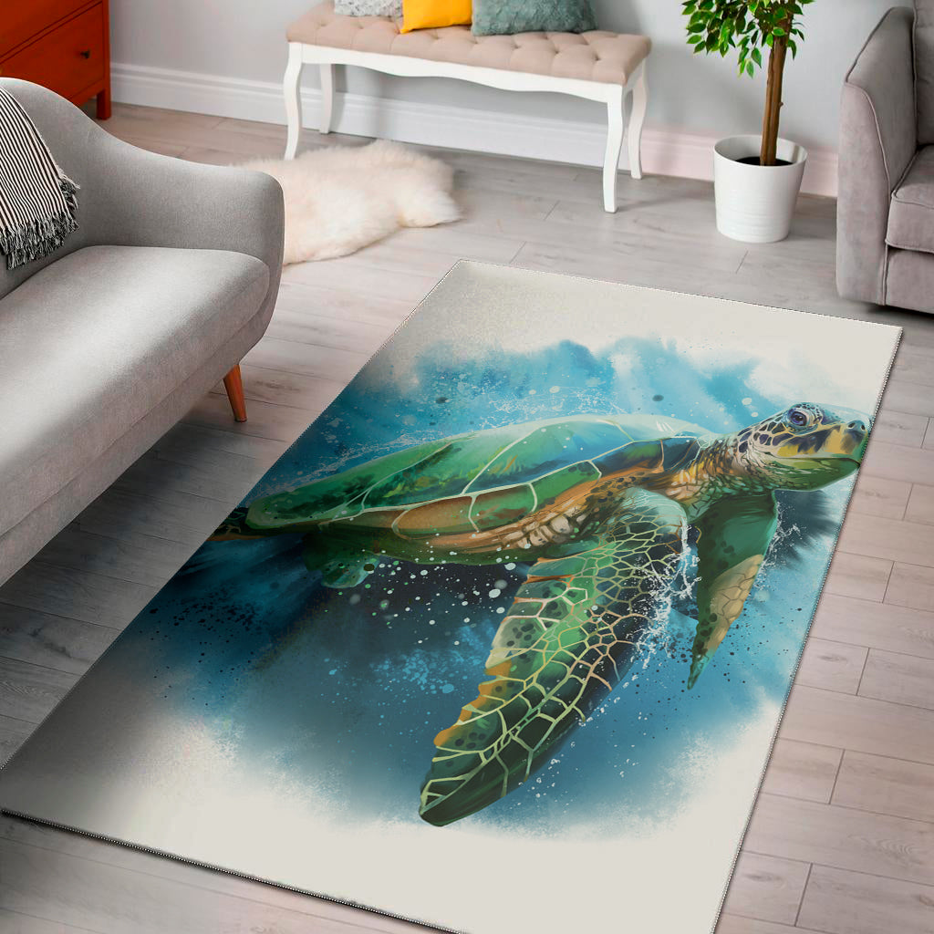 Sea Turtle Painting Print Area Rug