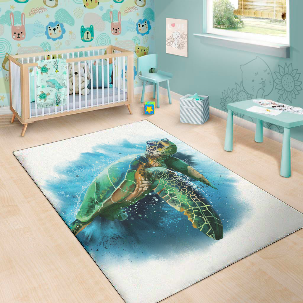 Sea Turtle Painting Print Area Rug