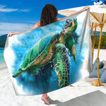 Sea Turtle Painting Print Beach Sarong Wrap
