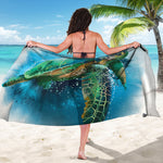 Sea Turtle Painting Print Beach Sarong Wrap