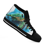 Sea Turtle Painting Print Black High Top Shoes