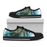 Sea Turtle Painting Print Black Low Top Shoes 
