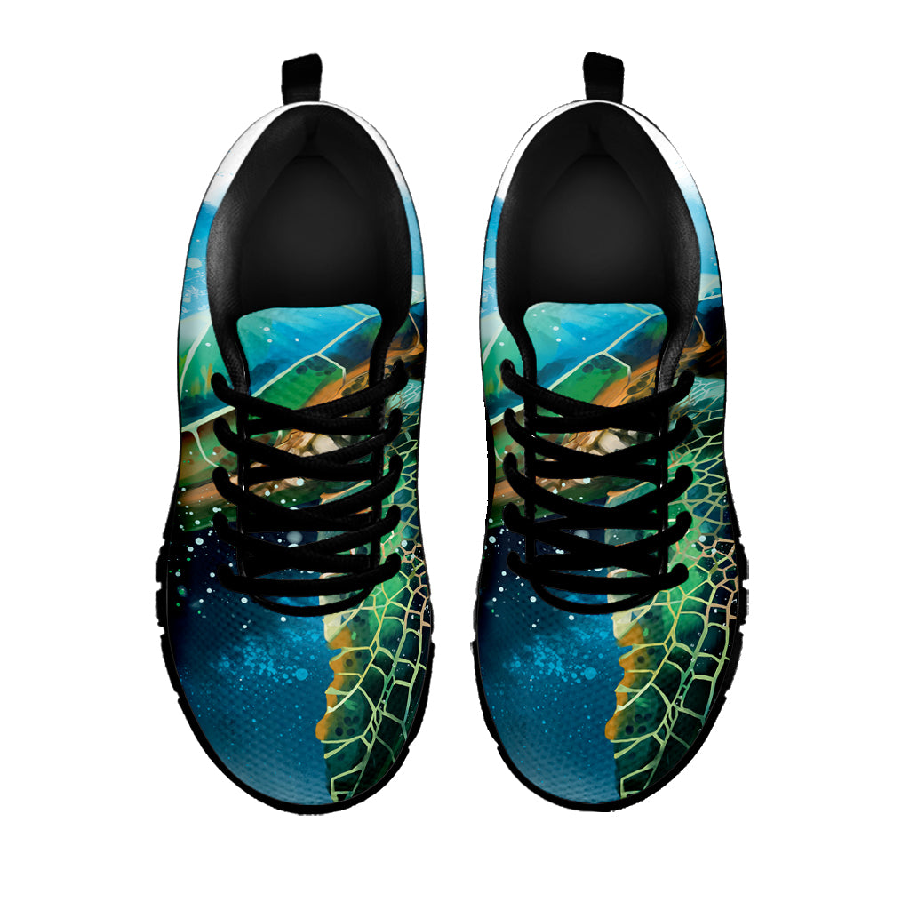Sea Turtle Painting Print Black Sneakers