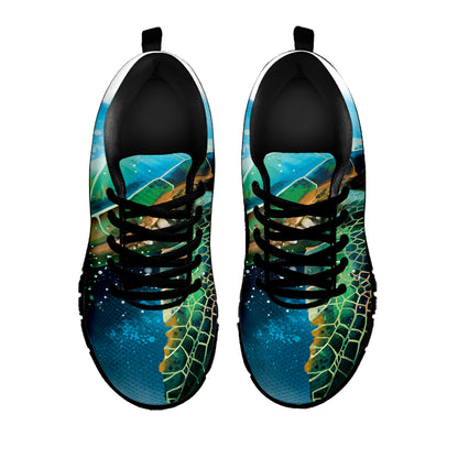 Sea Turtle Painting Print Black Sneakers