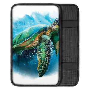 Sea Turtle Painting Print Car Center Console Cover