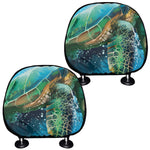 Sea Turtle Painting Print Car Headrest Covers