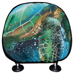 Sea Turtle Painting Print Car Headrest Covers