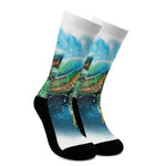 Sea Turtle Painting Print Crew Socks