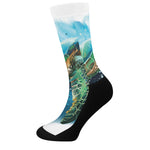 Sea Turtle Painting Print Crew Socks