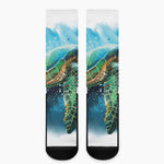 Sea Turtle Painting Print Crew Socks
