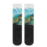 Sea Turtle Painting Print Crew Socks