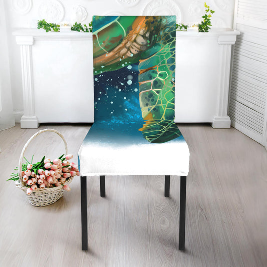Sea Turtle Painting Print Dining Chair Slipcover