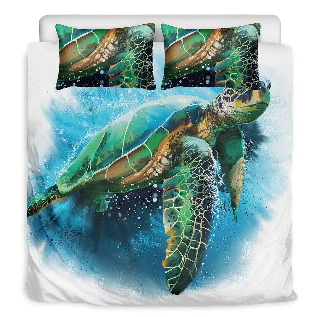 Sea Turtle Painting Print Duvet Cover Bedding Set