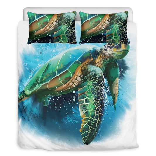 Sea Turtle Painting Print Duvet Cover Bedding Set