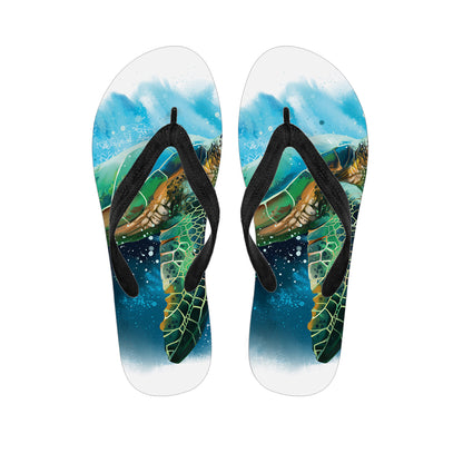 Sea Turtle Painting Print Flip Flops