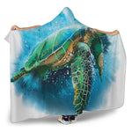 Sea Turtle Painting Print Hooded Blanket