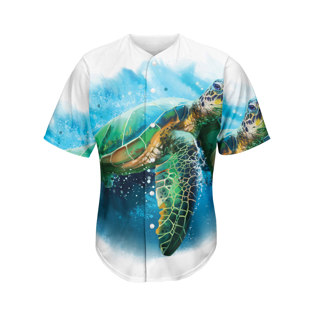 Sea Turtle Painting Print Men's Baseball Jersey