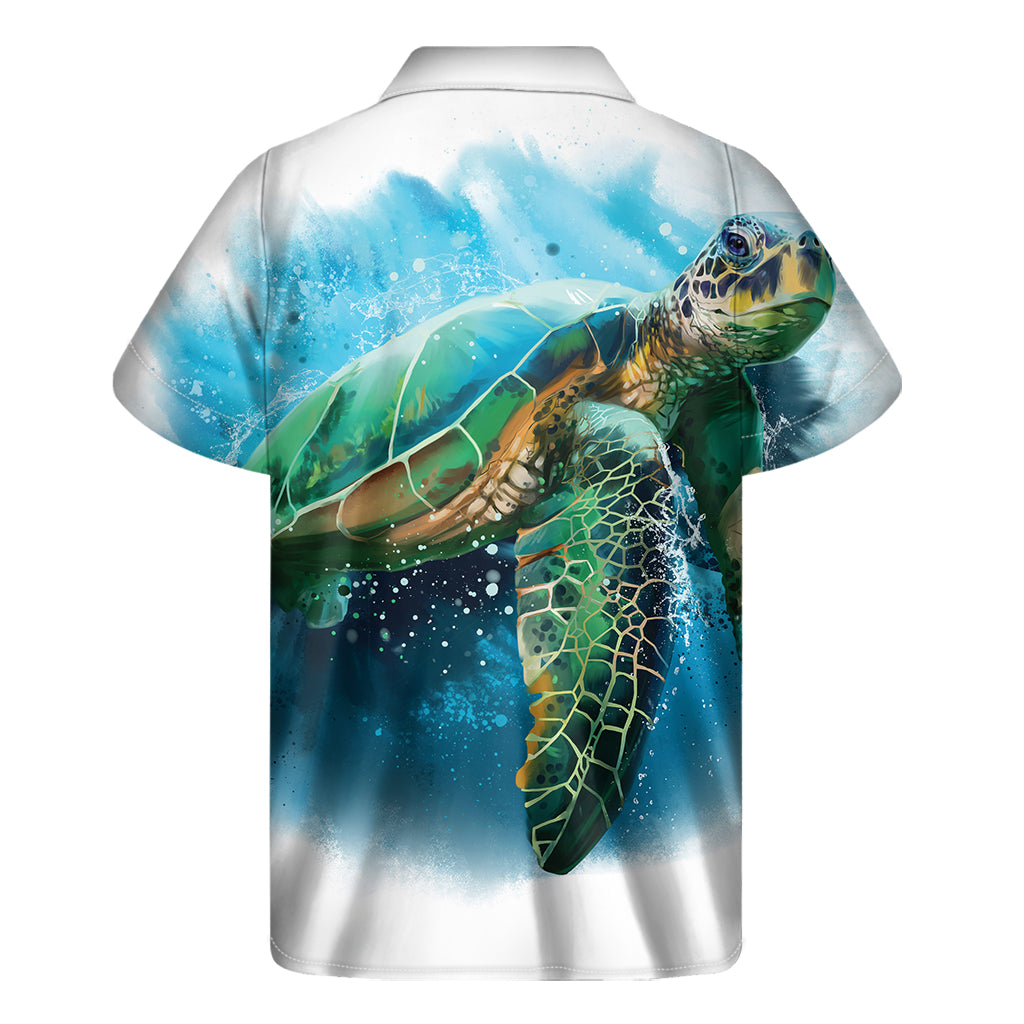 Sea Turtle Painting Print Men's Short Sleeve Shirt