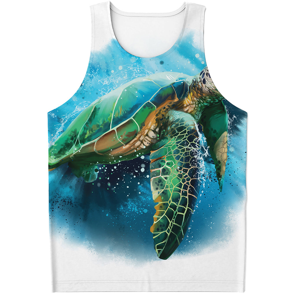Sea Turtle Painting Print Men's Tank Top