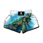 Sea Turtle Painting Print Muay Thai Boxing Shorts