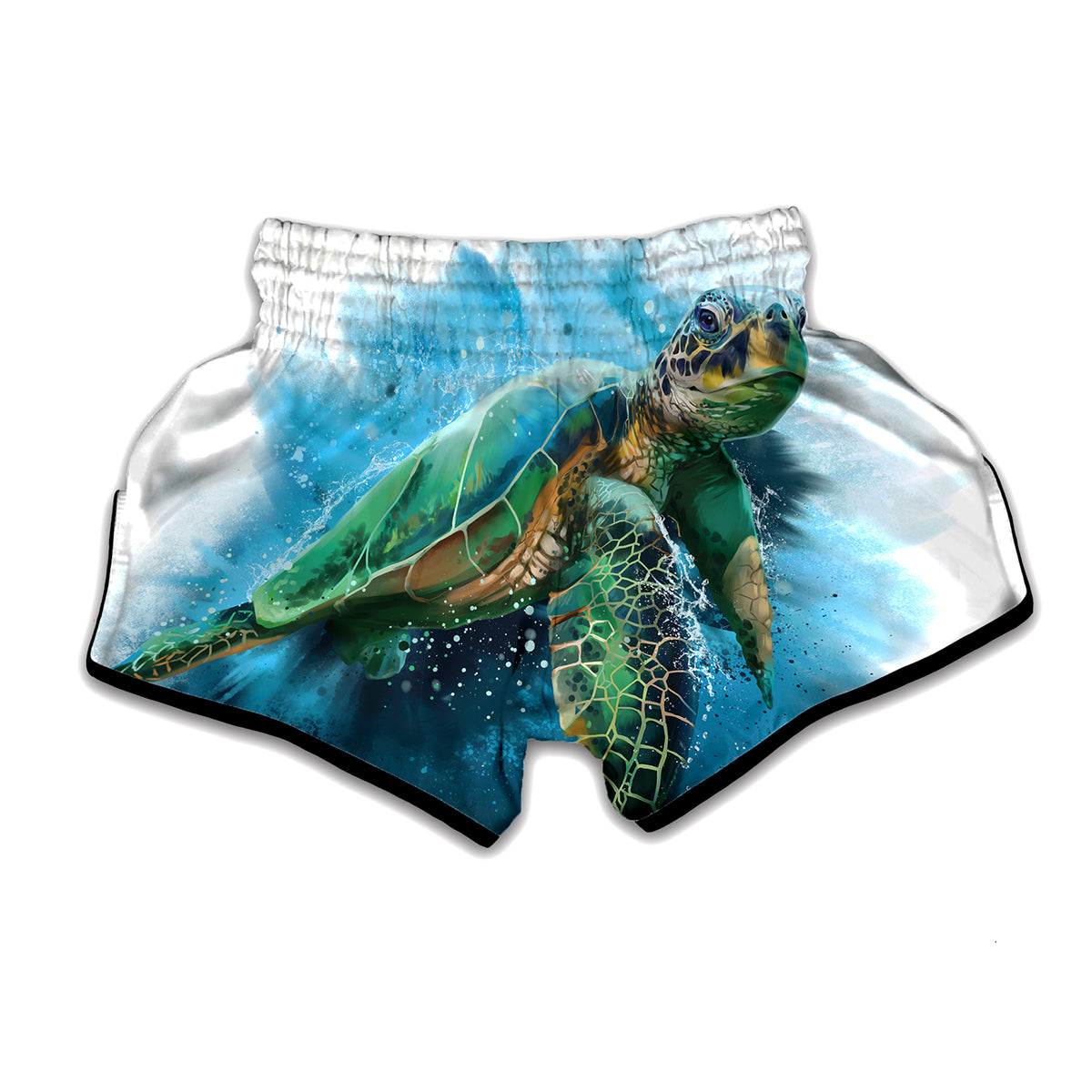 Sea Turtle Painting Print Muay Thai Boxing Shorts