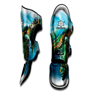 Sea Turtle Painting Print Muay Thai Shin Guard