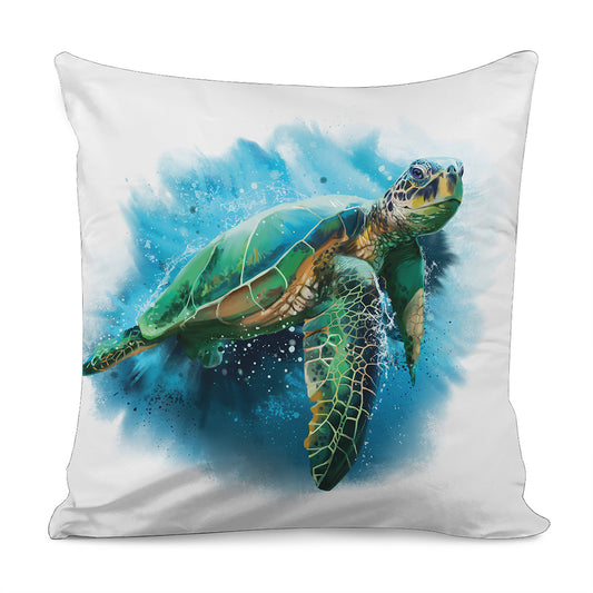 Sea Turtle Painting Print Pillow Cover