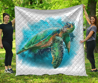 Sea Turtle Painting Print Quilt