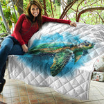 Sea Turtle Painting Print Quilt