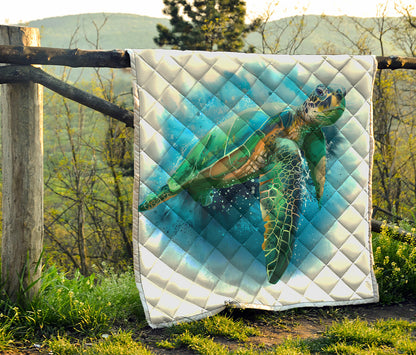 Sea Turtle Painting Print Quilt