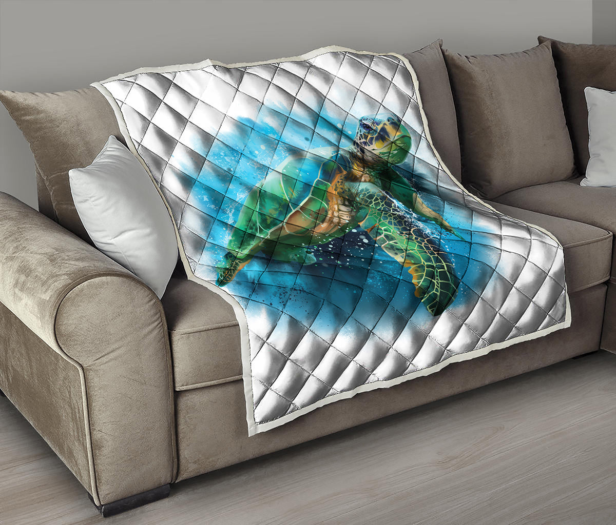 Sea Turtle Painting Print Quilt