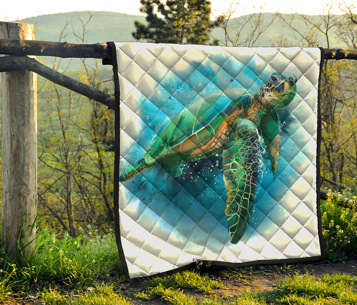 Sea Turtle Painting Print Quilt