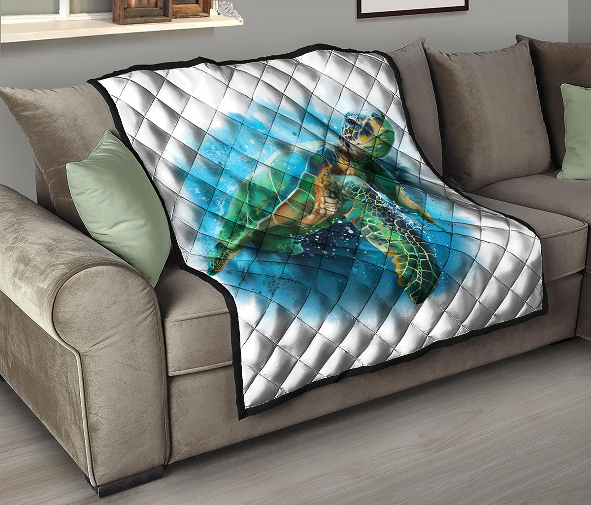 Sea Turtle Painting Print Quilt
