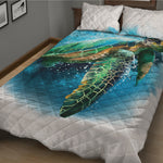 Sea Turtle Painting Print Quilt Bed Set