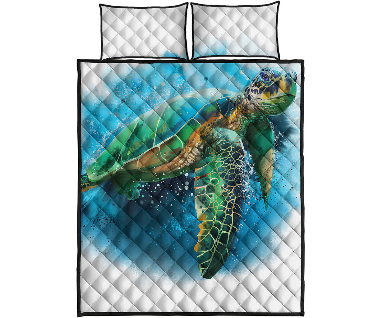 Sea Turtle Painting Print Quilt Bed Set