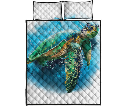 Sea Turtle Painting Print Quilt Bed Set