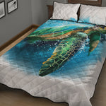 Sea Turtle Painting Print Quilt Bed Set