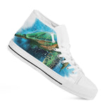 Sea Turtle Painting Print White High Top Shoes