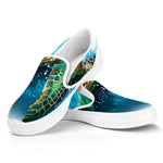 Sea Turtle Painting Print White Slip On Shoes