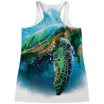 Sea Turtle Painting Print Women's Racerback Tank Top