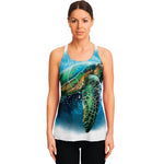 Sea Turtle Painting Print Women's Racerback Tank Top