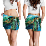 Sea Turtle Painting Print Women's Shorts